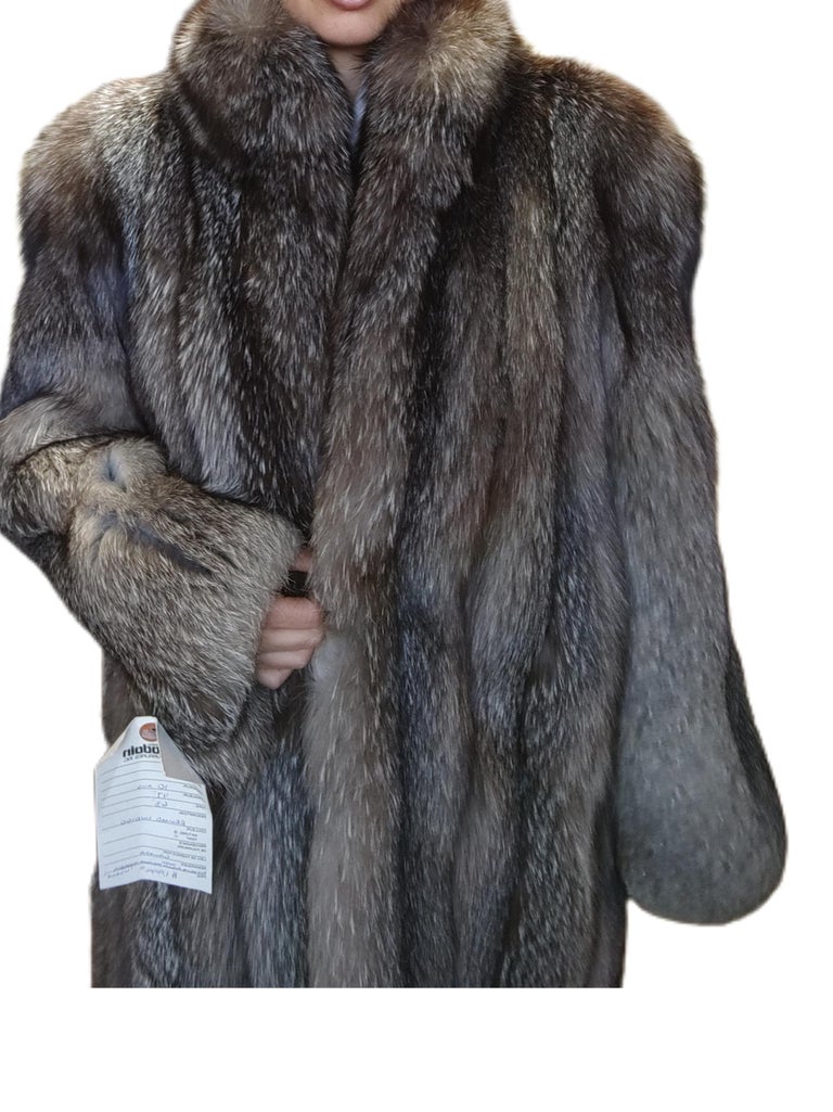 Beautiful Indigo Silver Fox Fur Coat (size 8/S) ~no duties