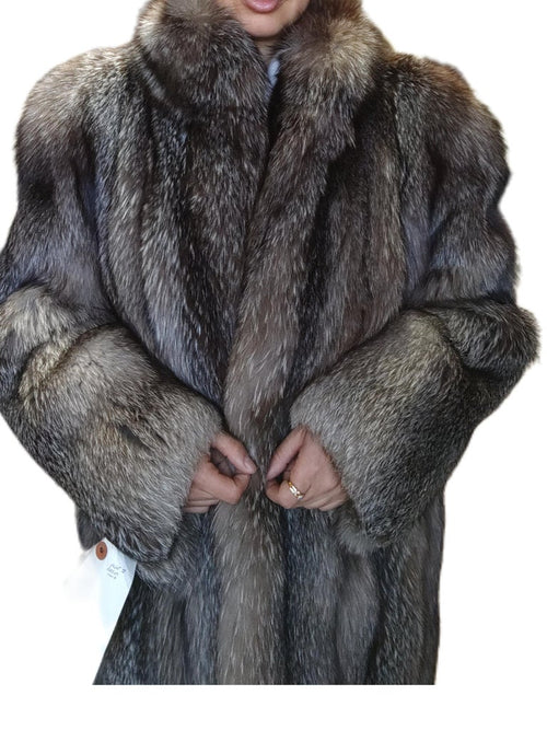Beautiful Indigo Silver Fox Fur Coat (size 8/S) ~no duties