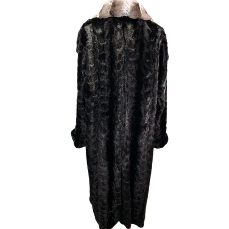 Brand new Big Tall Chinchilla empress Men's black mink fur coat size 2 XL