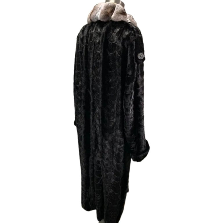 Brand new Big Tall Chinchilla empress Men's black mink fur coat size 2 XL