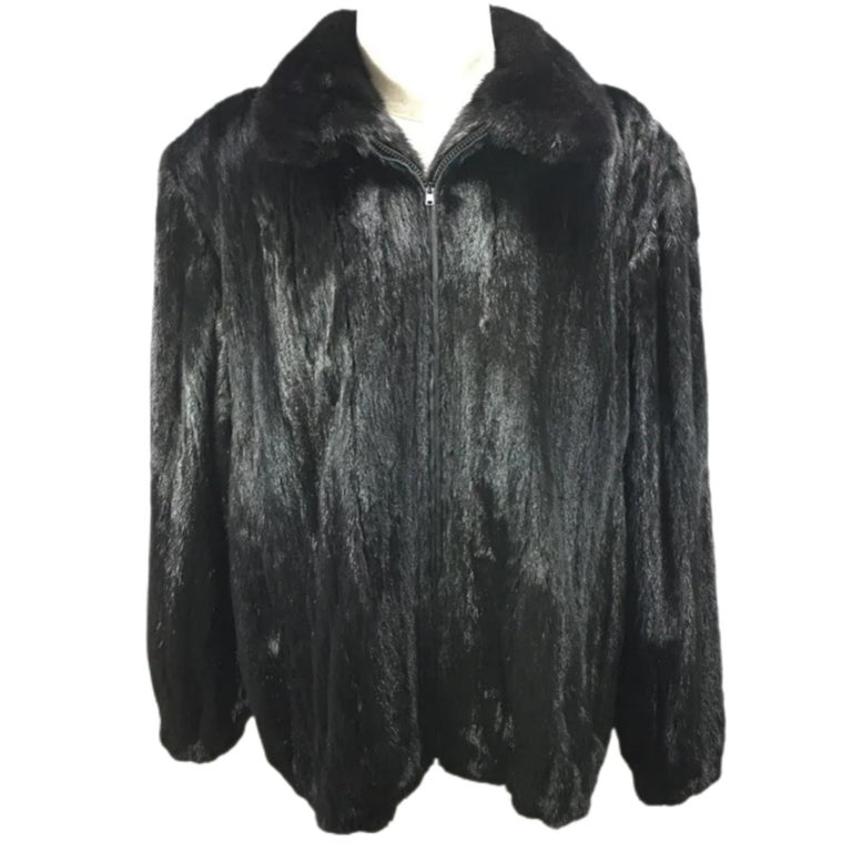 Brand new Big Tall Blackglama Men's mink fur coat bomber jacket size 2 XL