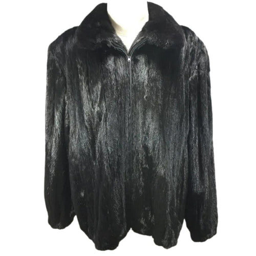 Brand new Big Tall Blackglama Men's mink fur coat bomber jacket size 2 XL