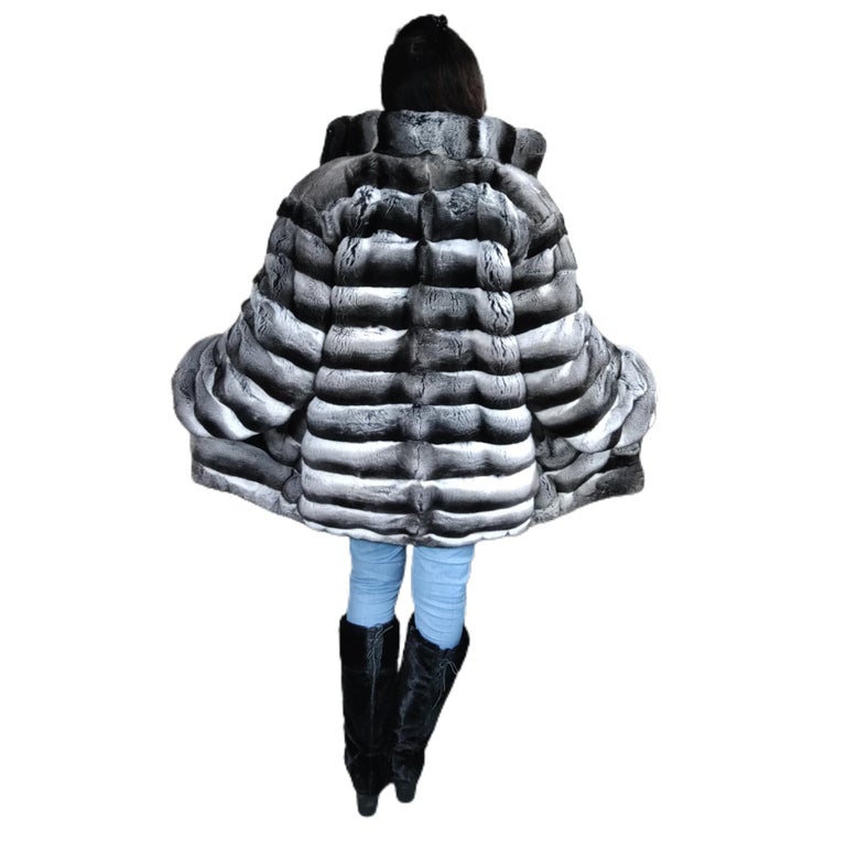 Brand new Unisex Chinchilla fur Fur bomber Coat 44 men's 16 L ~no duties