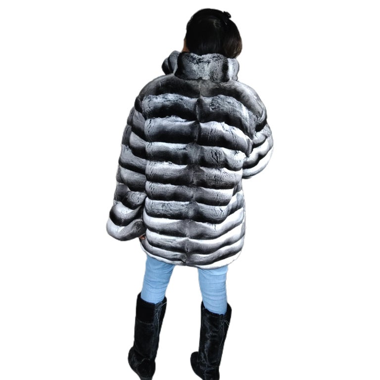 Brand new Unisex Chinchilla fur Fur bomber Coat 44 men's 16 L ~no duties
