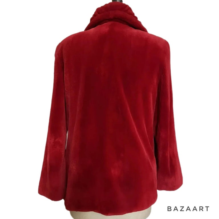 Brand new Birger christensen sheared mink fur coat red 12 ~no duties