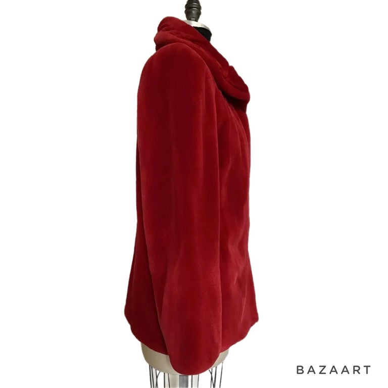 Brand new Birger christensen sheared mink fur coat red 12 ~no duties
