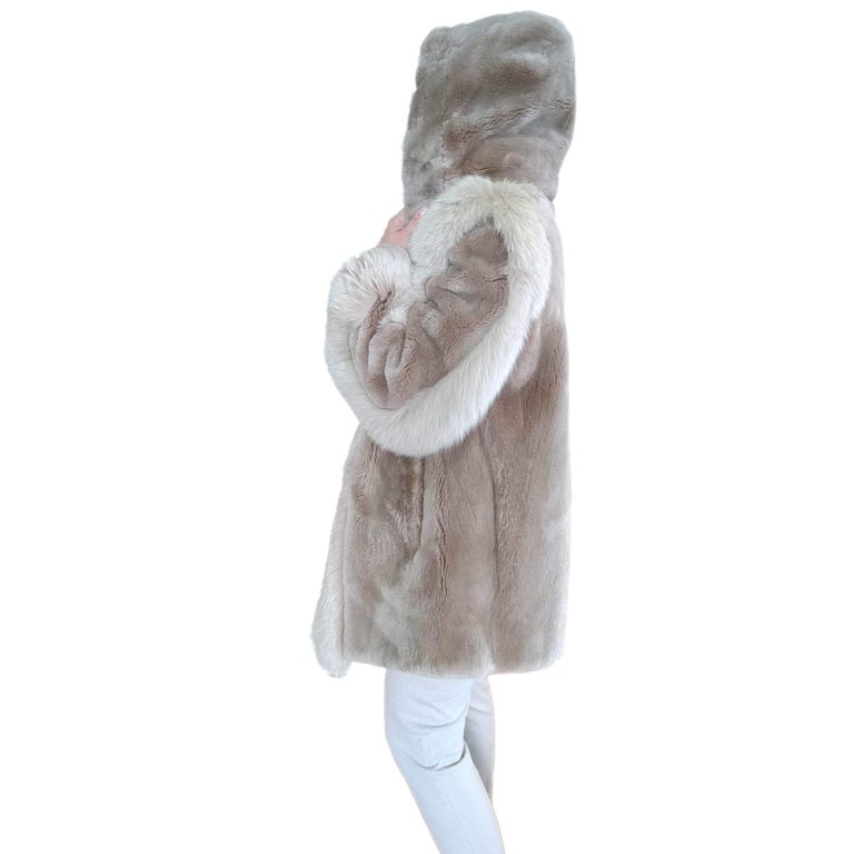 Sheared Beaver Fur Coat with Fur Trim (Size 8-M) ~no duties