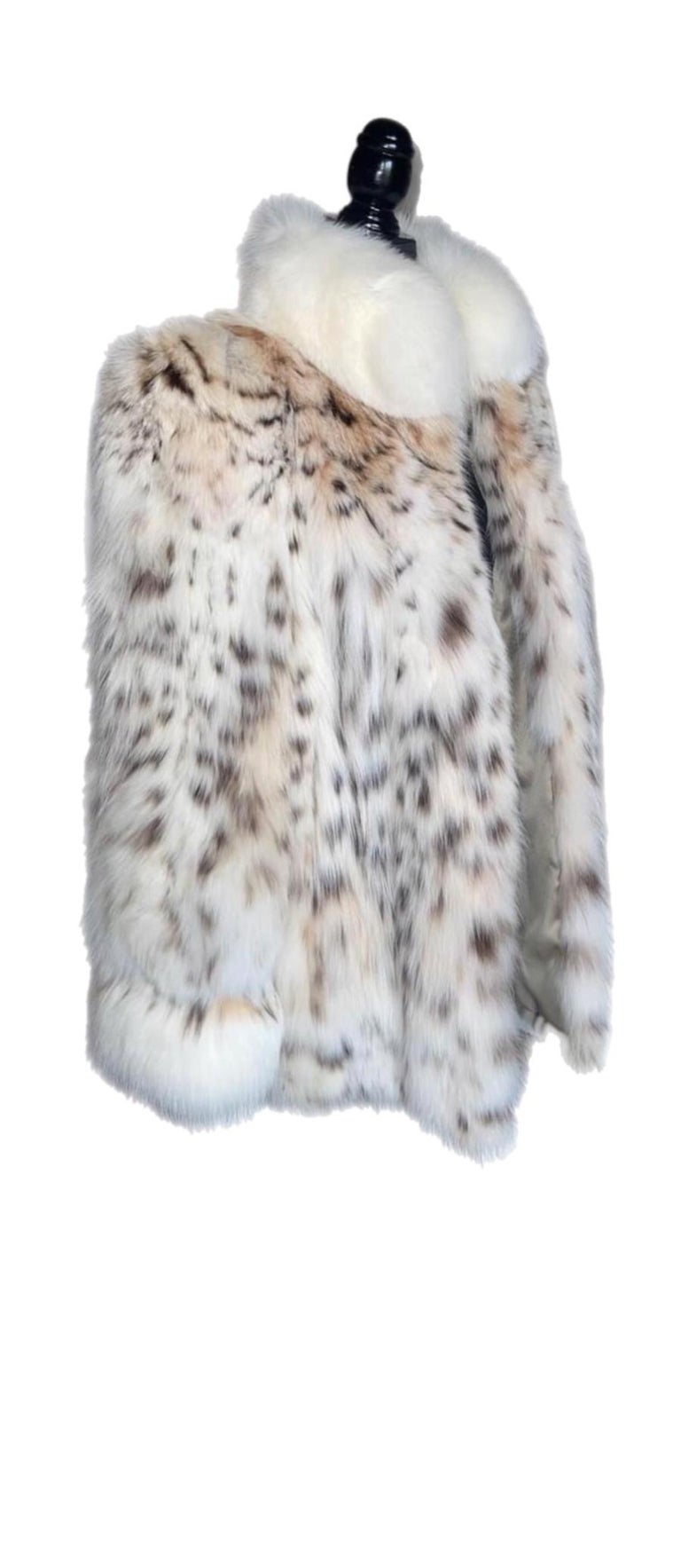 Rare bobcat belly lightweight lynx fur coat size 12-14 ~no duties