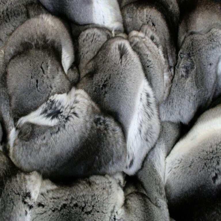 Chinchilla and Mink Fur Blanket (Queen Size 90"x100") Loro Piana ~no duties
