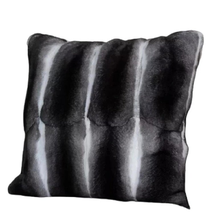 Brand New Black Velvet Chinchilla Fur Pillows (12"x12") ~no duties