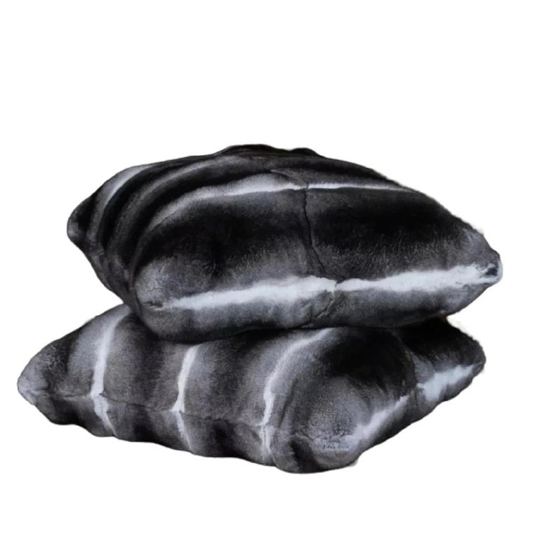 Brand New Black Velvet Chinchilla Fur Pillows (12"x12") ~no duties