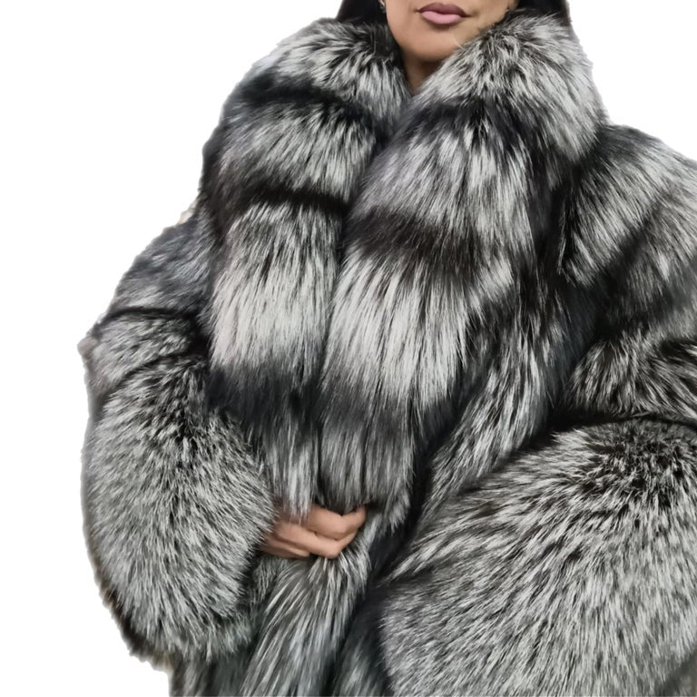 Brand new lightweight saga silver fox fur coat size 18 L ~no duties