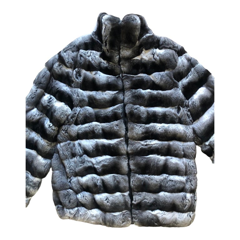 Brand new Unisex Chinchilla Fur bomber Coat 44 men's 16 L ~no duties