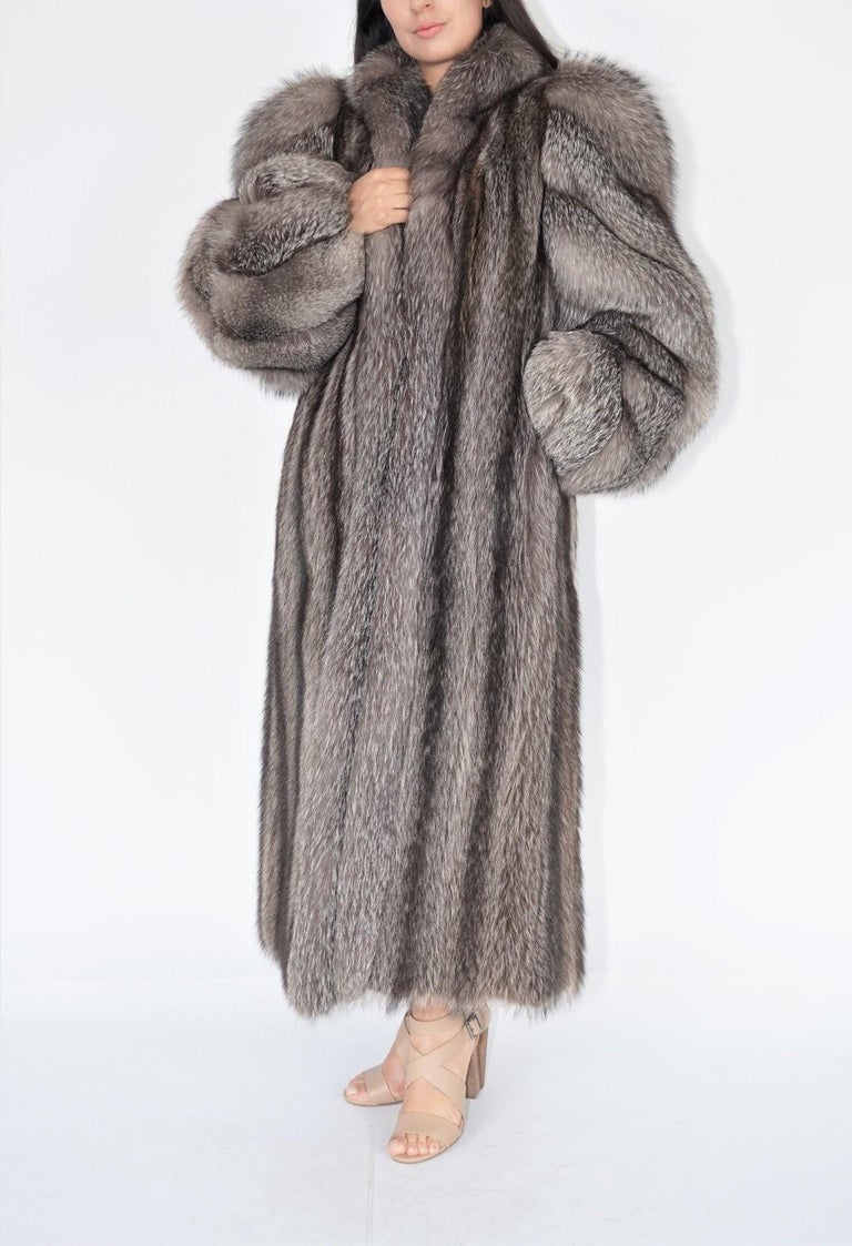 Raccoon fur coat with silver fox trim and sleeves size 8-10 ~no duties