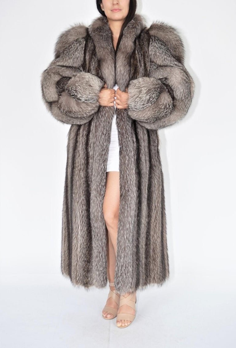 Raccoon fur coat with silver fox trim and sleeves size 8-10 ~no duties
