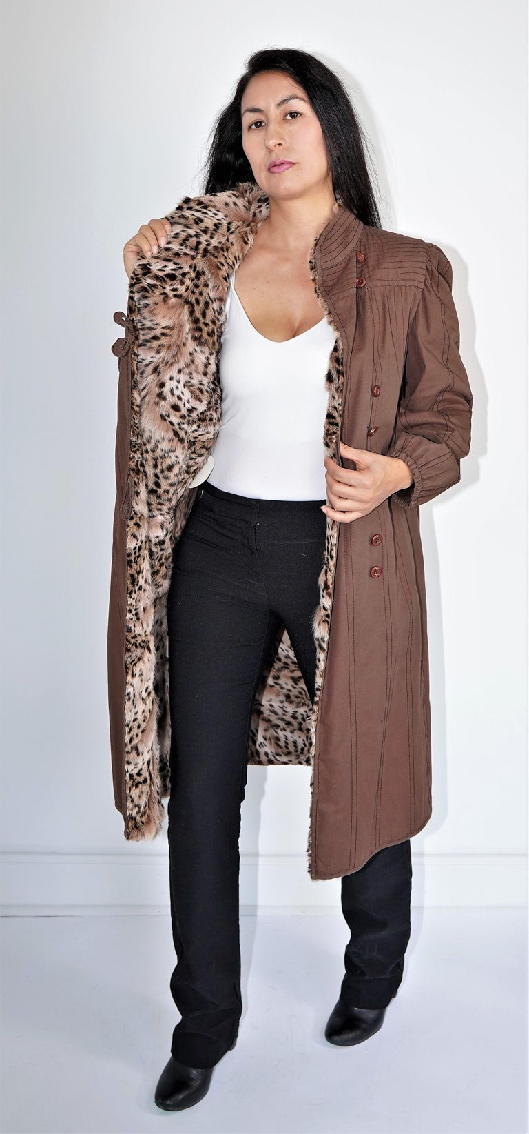 Fendi Rain Coat with Lynx Bobcat lining (Size 10-M) ~no duties