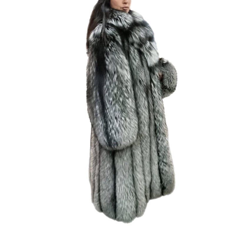 Brand new lightweight saga silver fox fur coat size 18 L ~no duties