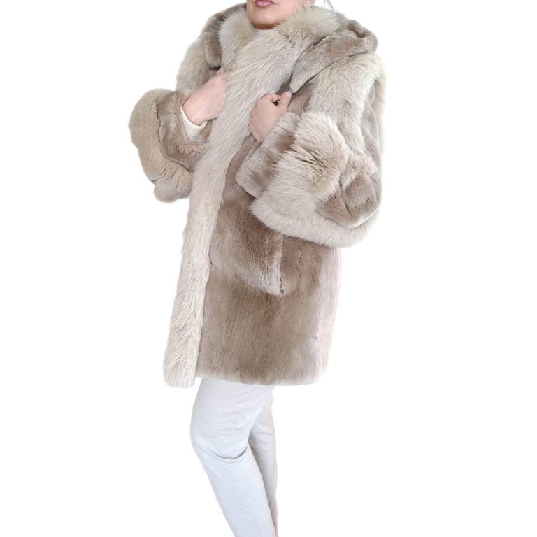 Sheared Beaver Fur Coat with Fur Trim (Size 8-M) ~no duties
