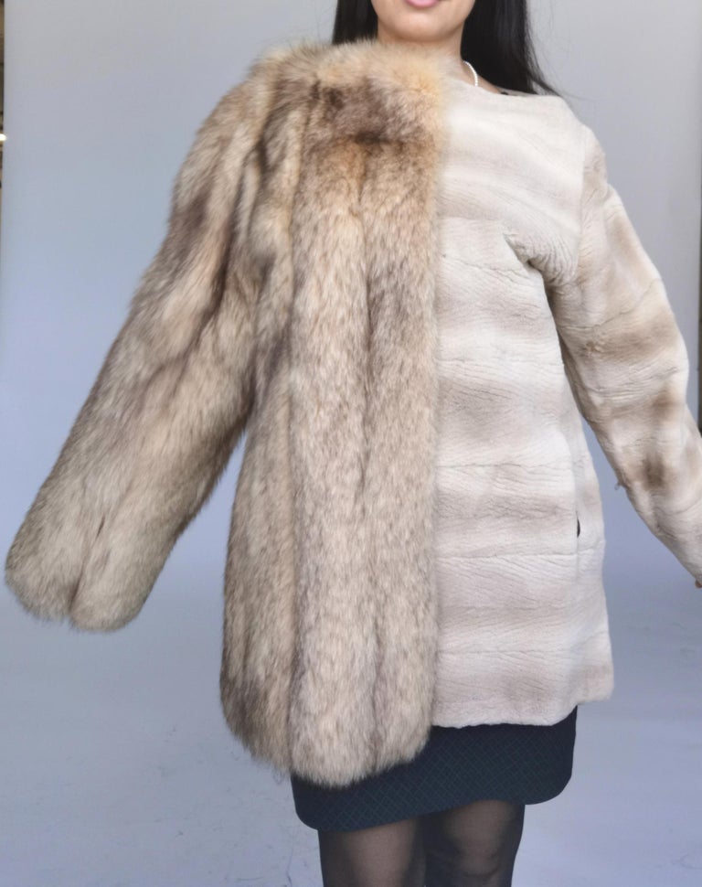 Brand New Birger Christensen Sheared Mink and Fox Fur Sweater coat (Size 10 -M)
