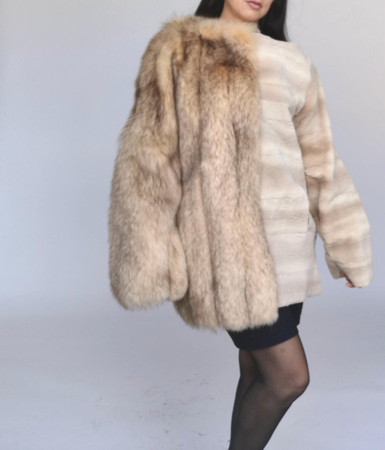 Brand New Birger Christensen Sheared Mink and Fox Fur Sweater coat (Size 10 -M)