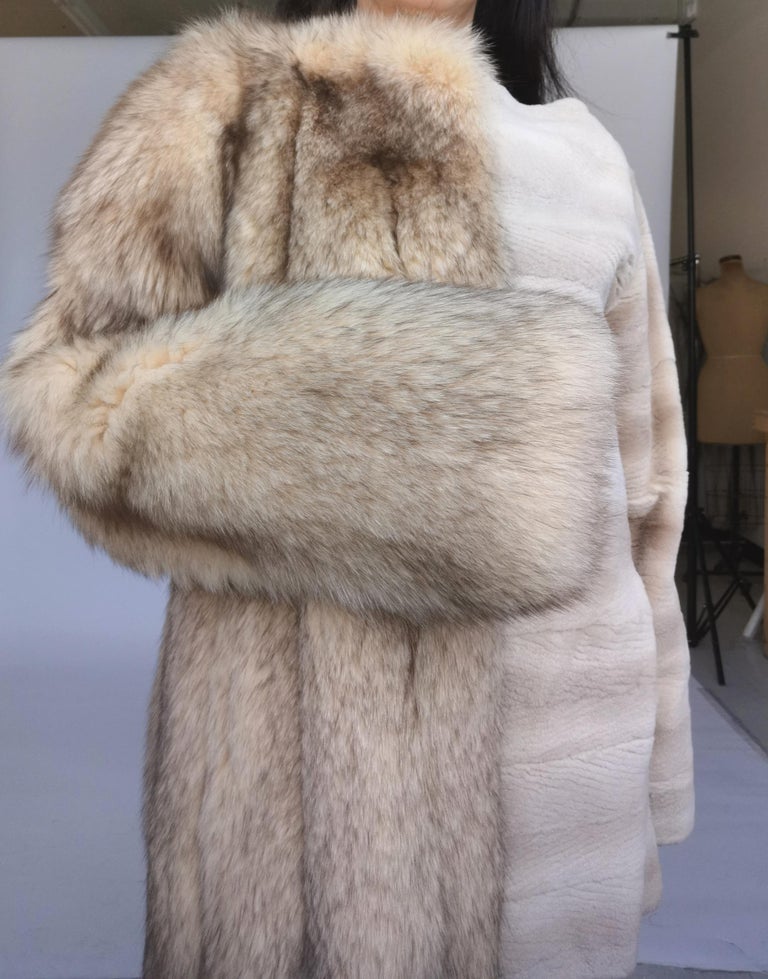Brand New Birger Christensen Sheared Mink and Fox Fur Sweater coat (Size 10 -M)