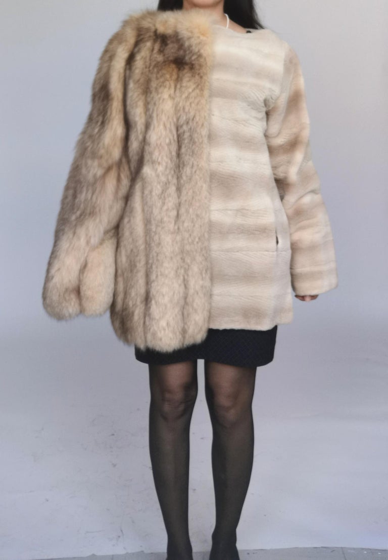 Brand New Birger Christensen Sheared Mink and Fox Fur Sweater coat (Size 10 -M)
