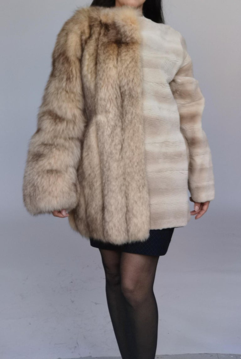 Brand New Birger Christensen Sheared Mink and Fox Fur Sweater coat (Size 10 -M)