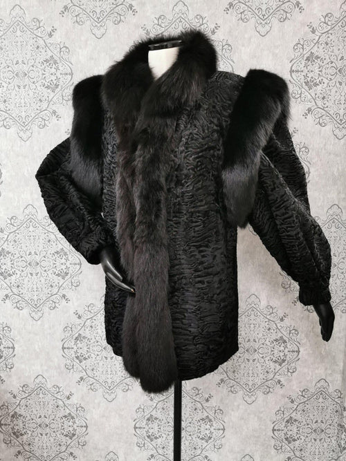Birger Christensen swarkara with fox fur coat coat 10/M ~no duties