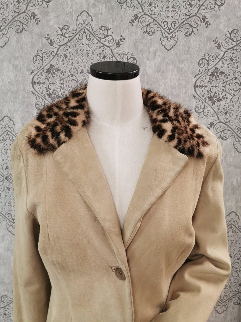 Dolce and Gabbana Lamb Suede Coat with Mink Fur Trim (S 4-6/S)