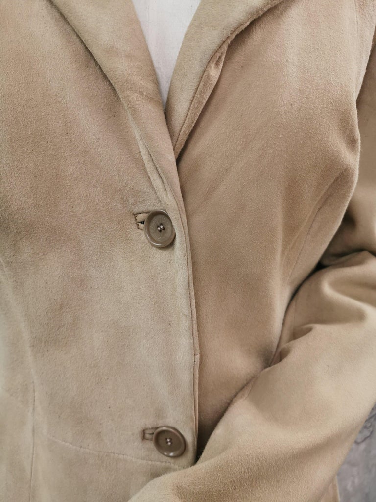 Dolce and Gabbana Lamb Suede Coat with Mink Fur Trim (S 4-6/S)