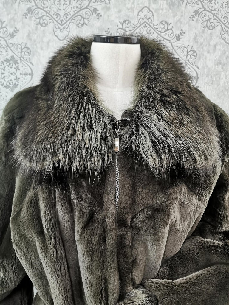 Nina Ricci sheared mink coat with fur trim size 12 integrated belt ~no duties