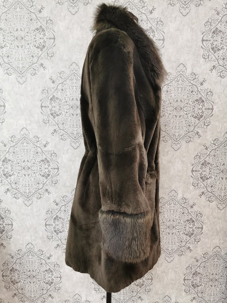 Nina Ricci sheared mink coat with fur trim size 12 integrated belt ~no duties