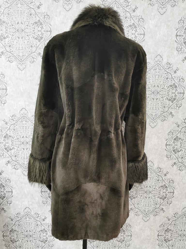 Nina Ricci sheared mink coat with fur trim size 12 integrated belt ~no duties