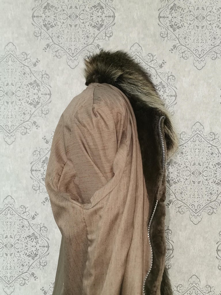 Nina Ricci sheared mink coat with fur trim size 12 integrated belt ~no duties