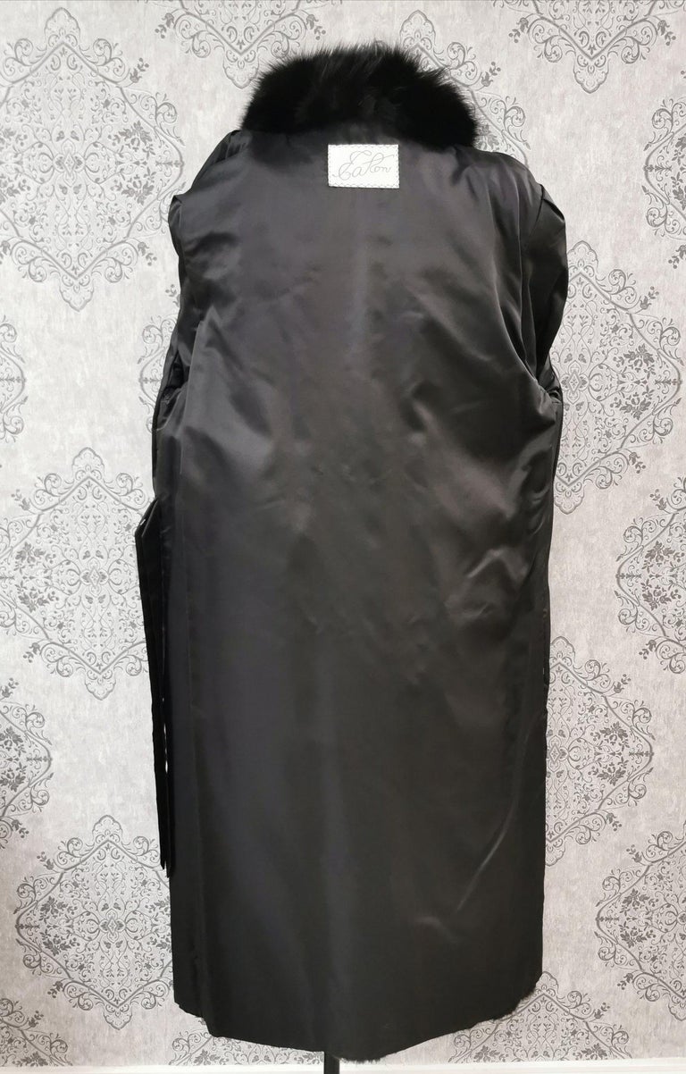 Black mink fur coat with dyed shadow fox fur trim size 8 ~no duties