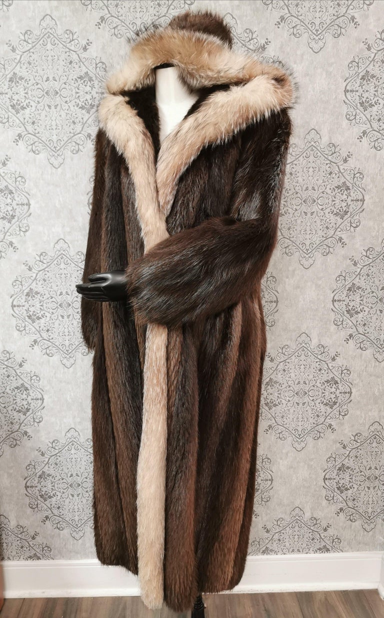Vincenzo Beaver Fur Hooded Coat With Fox Fur Trim (Size 12-L) ~no duties