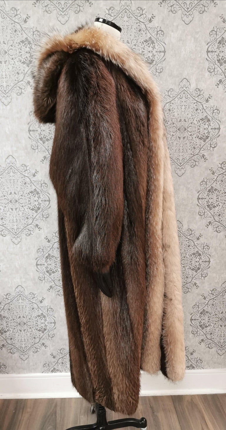 Vincenzo Beaver Fur Hooded Coat With Fox Fur Trim (Size 12-L) ~no duties