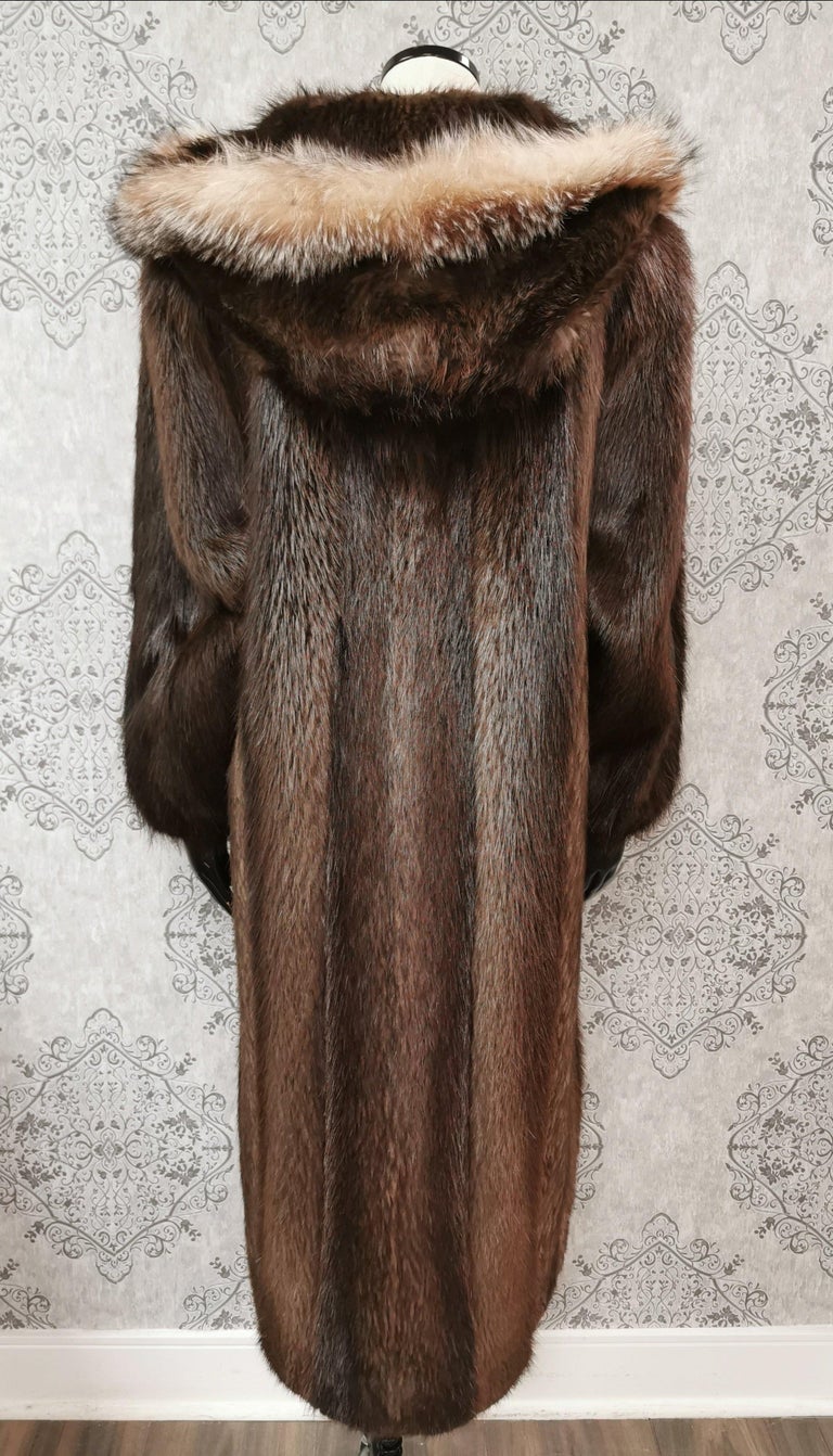 Vincenzo Beaver Fur Hooded Coat With Fox Fur Trim (Size 12-L) ~no duties