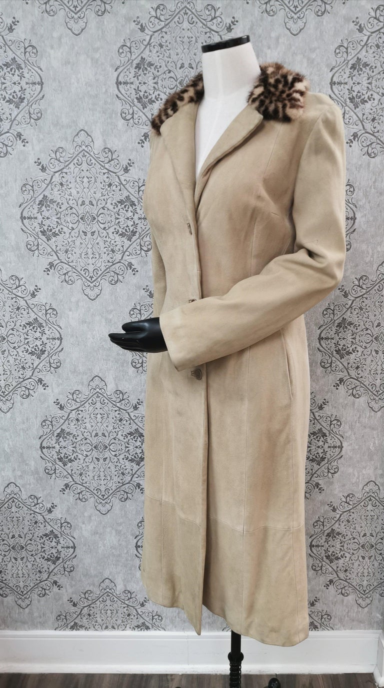 Dolce and Gabbana Lamb Suede Coat with Mink Fur Trim (S 4-6/S)