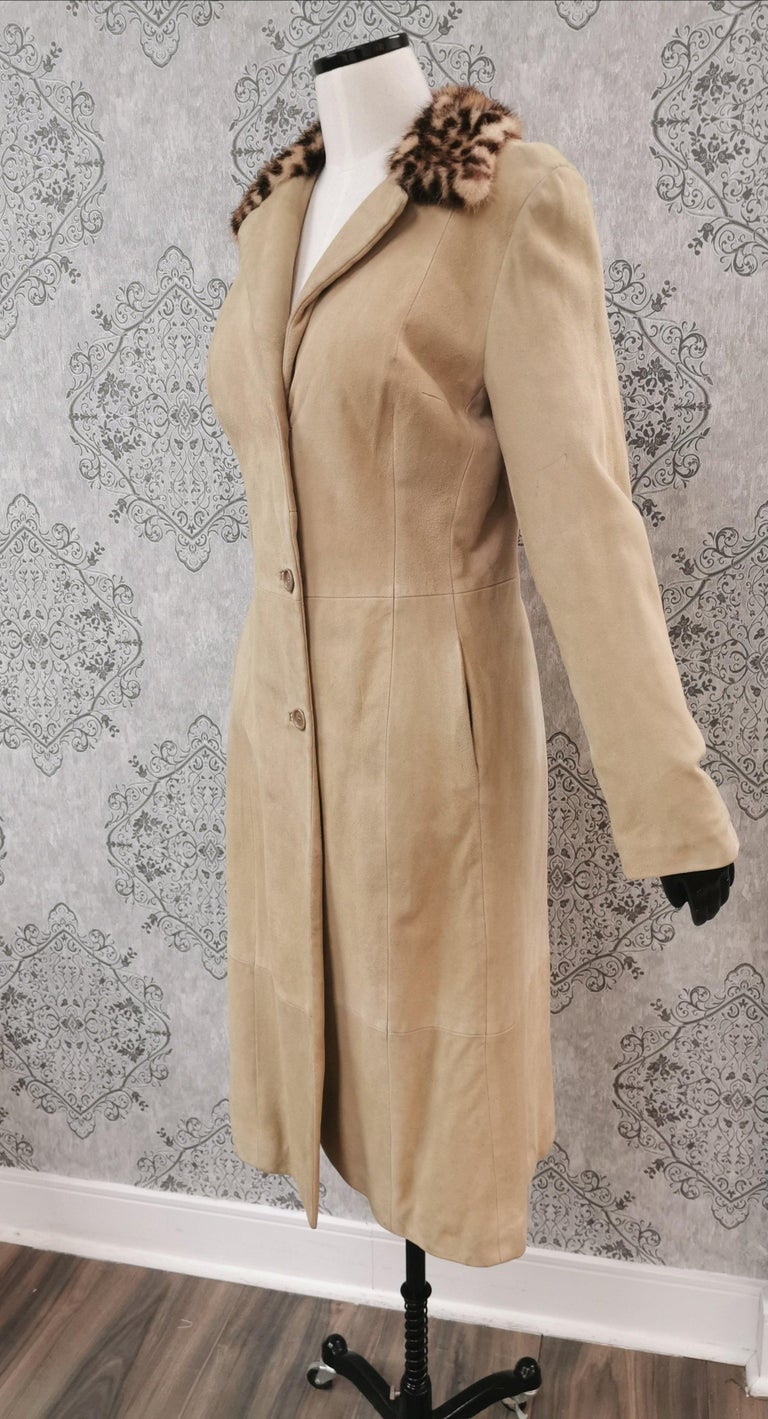 Dolce and Gabbana Lamb Suede Coat with Mink Fur Trim (S 4-6/S)