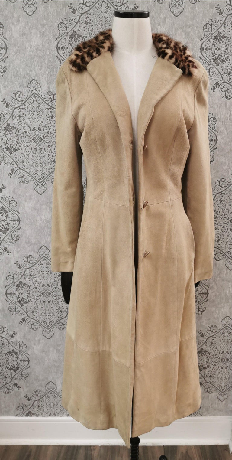 Dolce and Gabbana Lamb Suede Coat with Mink Fur Trim (S 4-6/S)