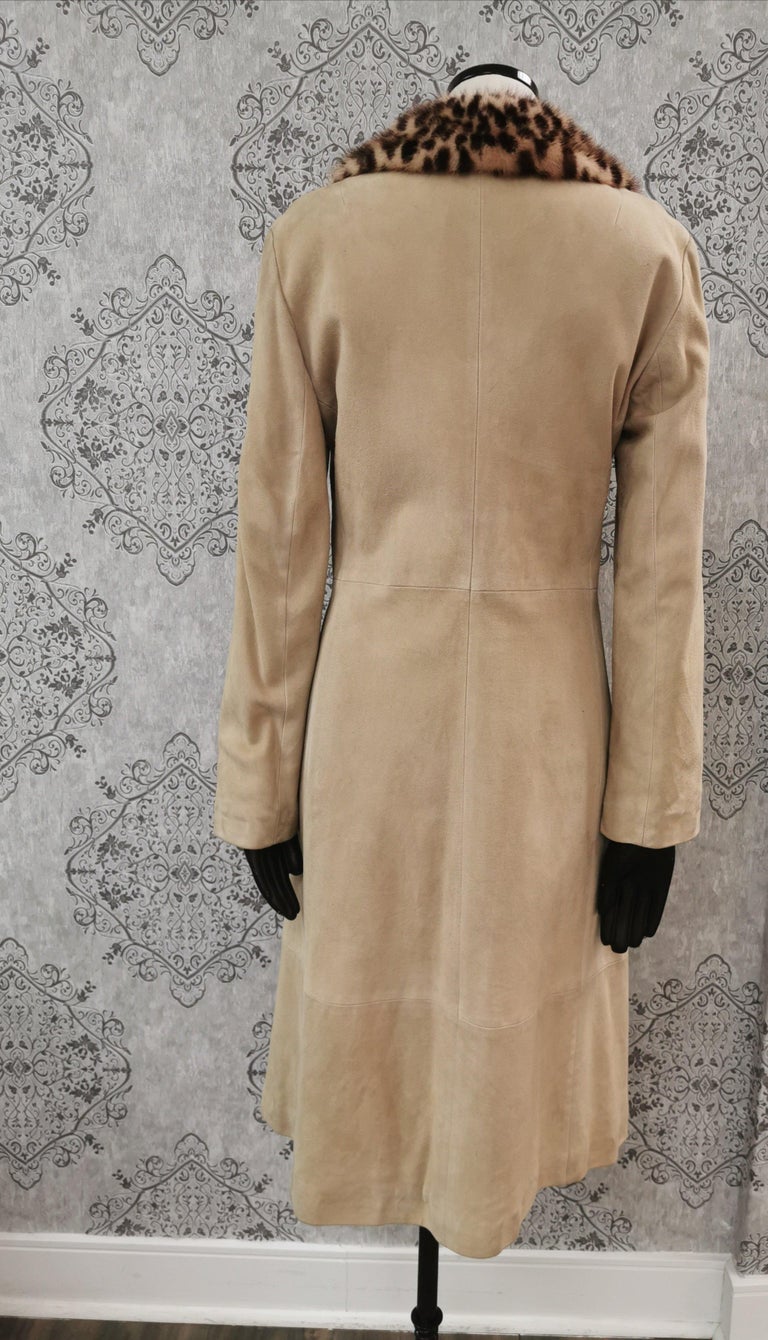 Dolce and Gabbana Lamb Suede Coat with Mink Fur Trim (S 4-6/S)