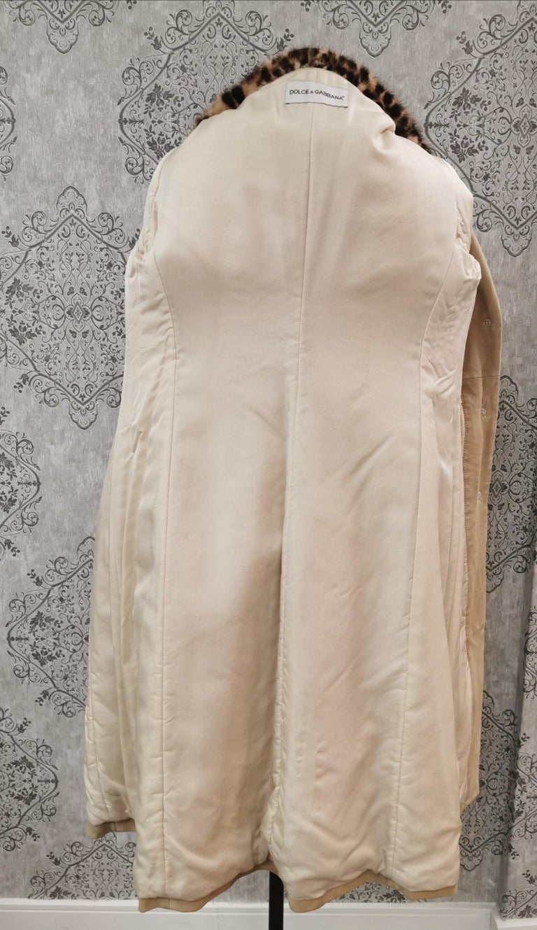Dolce and Gabbana Lamb Suede Coat with Mink Fur Trim (S 4-6/S)