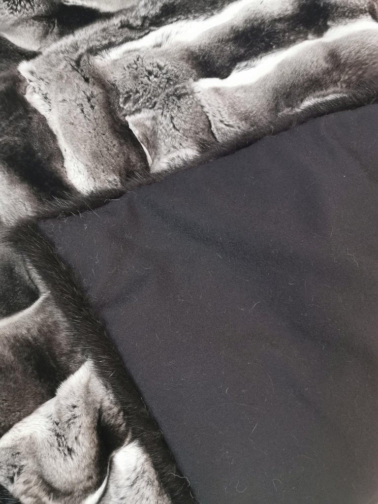 Brand New European Chinchilla Fur Blanket (California King Size 84''x72'' )