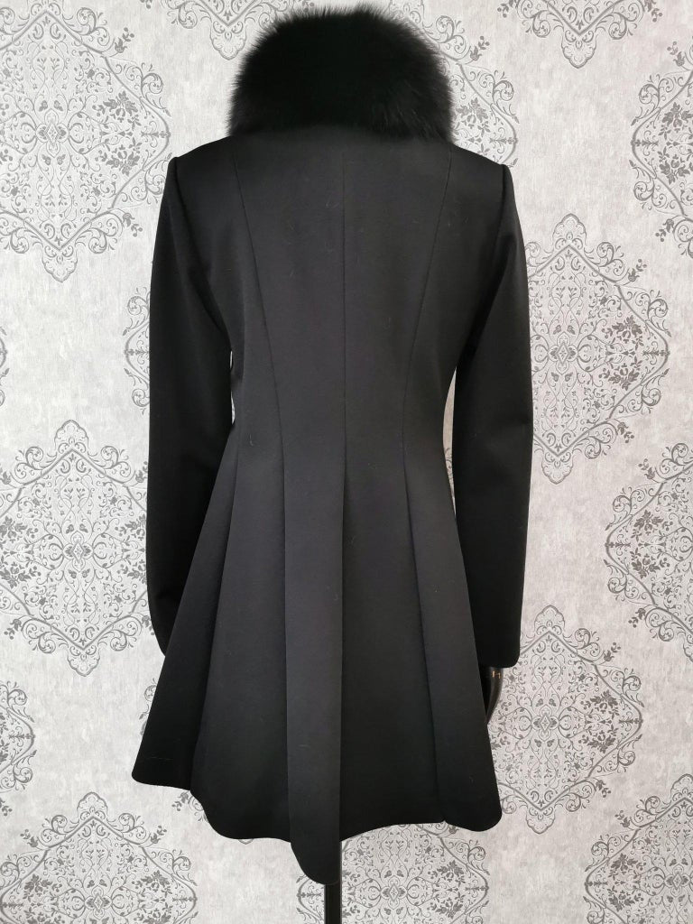 Brand new black Loro piana coat with fox fur trim size 4-6