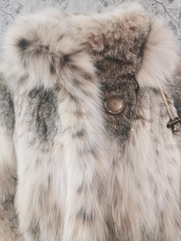 Brand new lightweight lynx fur coat with detachable hood size 24 XXL