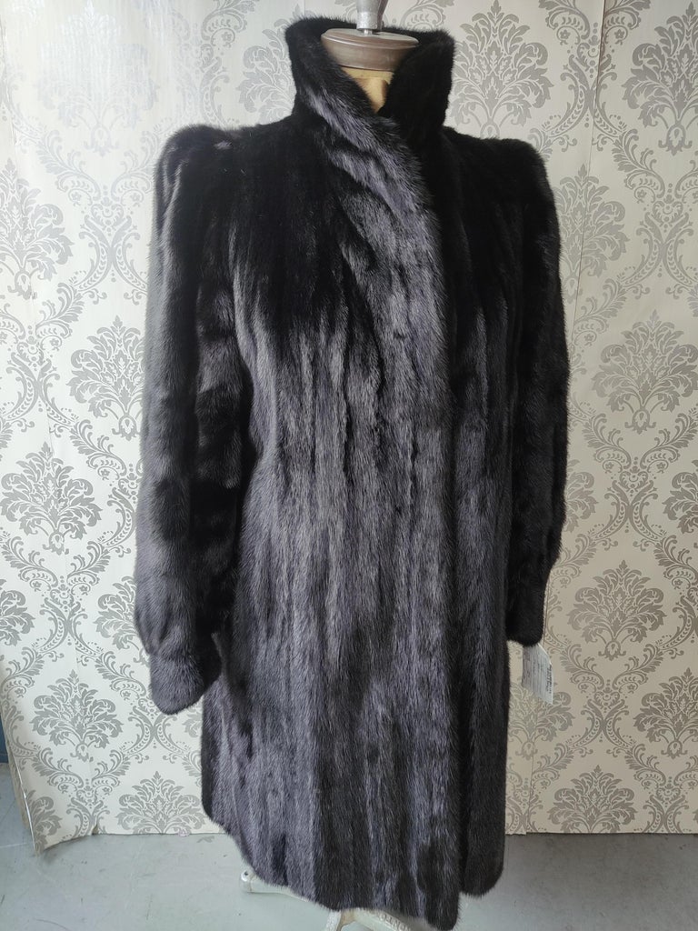 Brand New Christian Dior Black Mink Fur Swing Coat (Size 12-M)