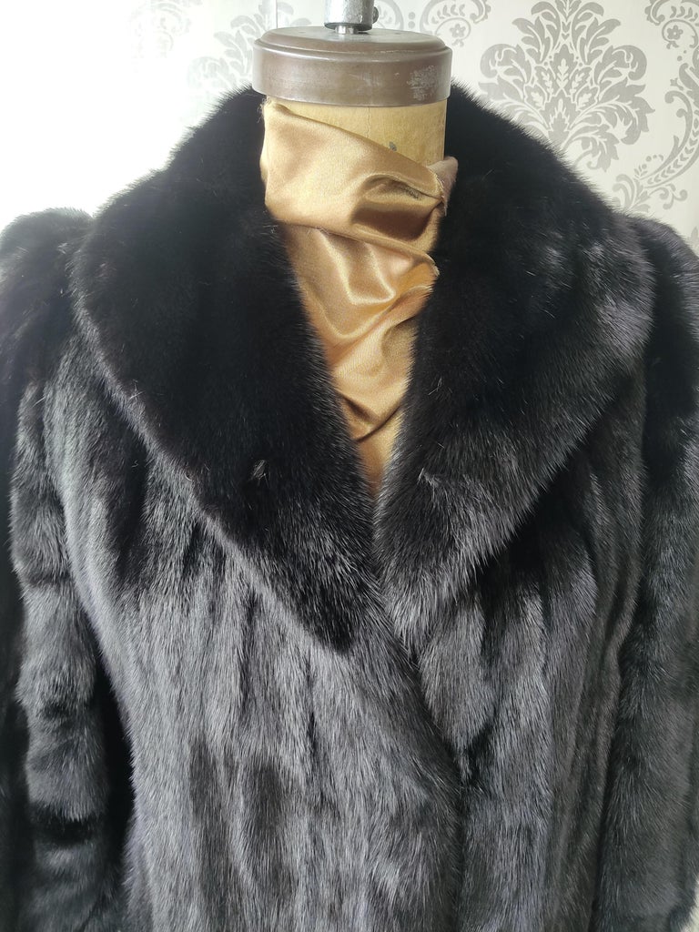 Brand New Christian Dior Black Mink Fur Swing Coat (Size 12-M)