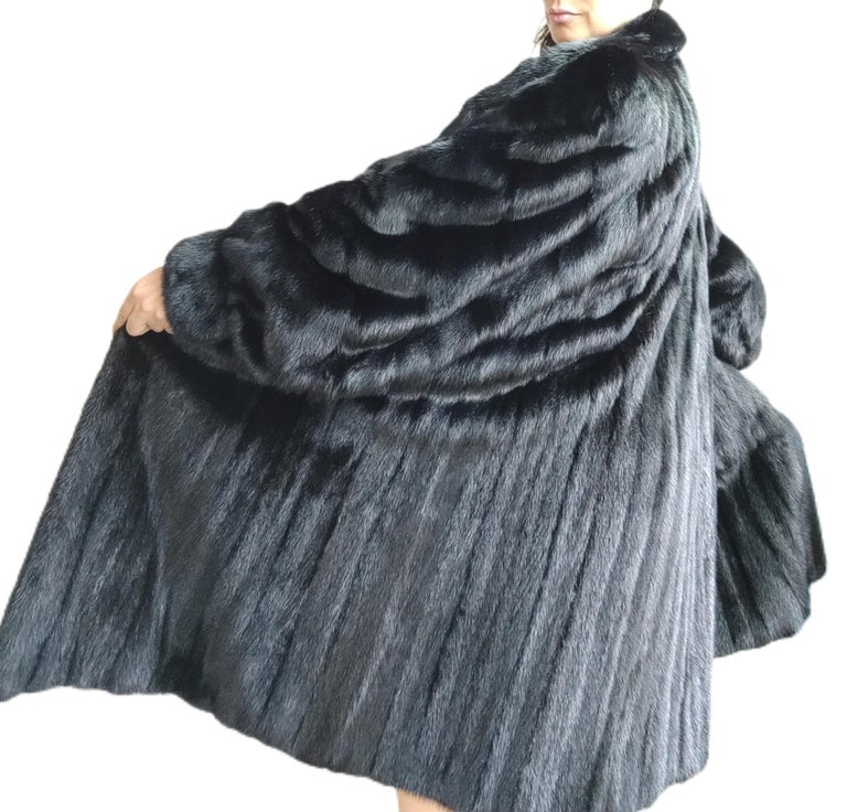 Brand New Christian Dior Black Mink Fur Swing Coat (Size 12-M)