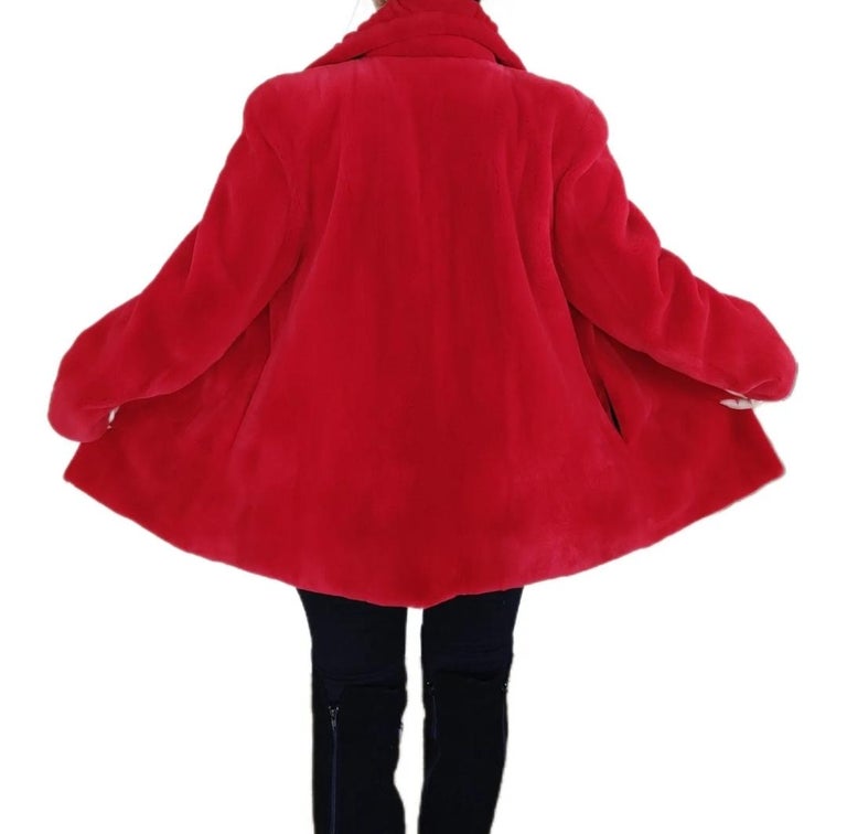 Brand new Birger christensen sheared mink fur coat red 12 ~no duties